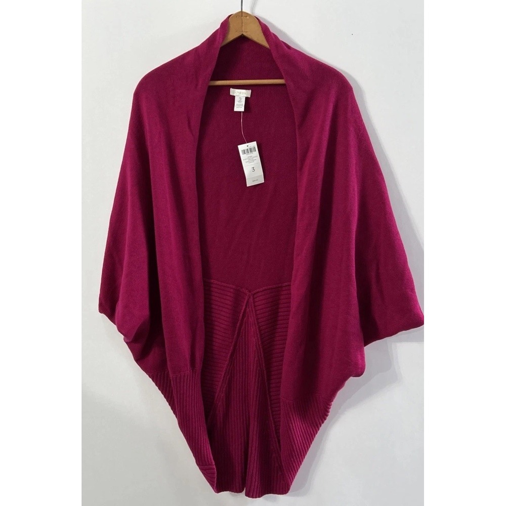 NWT Chico's‎ Women's Blush Cocoon Cardigan 3/4 Sleeve New $99 Raspberry